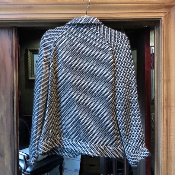 Anthropologie  black & white Stripe Moto Jacket M - Picture 7 of 7